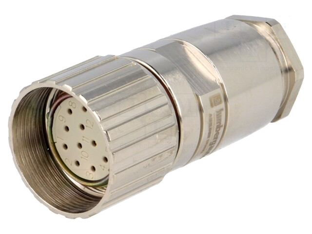 Connector: M23; stekker; PIN: 12; vrouwelijk; solderen; voor draad Connector: M23; stekker; PIN: 12; vrouwelijk; solderen; voor draad